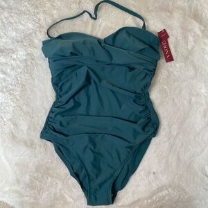 Verona NWT Women's Bandeau Quest Teal One Piece Swimsuit Large